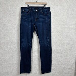Hudson Jeans Mens 38 Blue Blake Slim Straight Zip‎ Fly Double Whiskered 5-Pocket